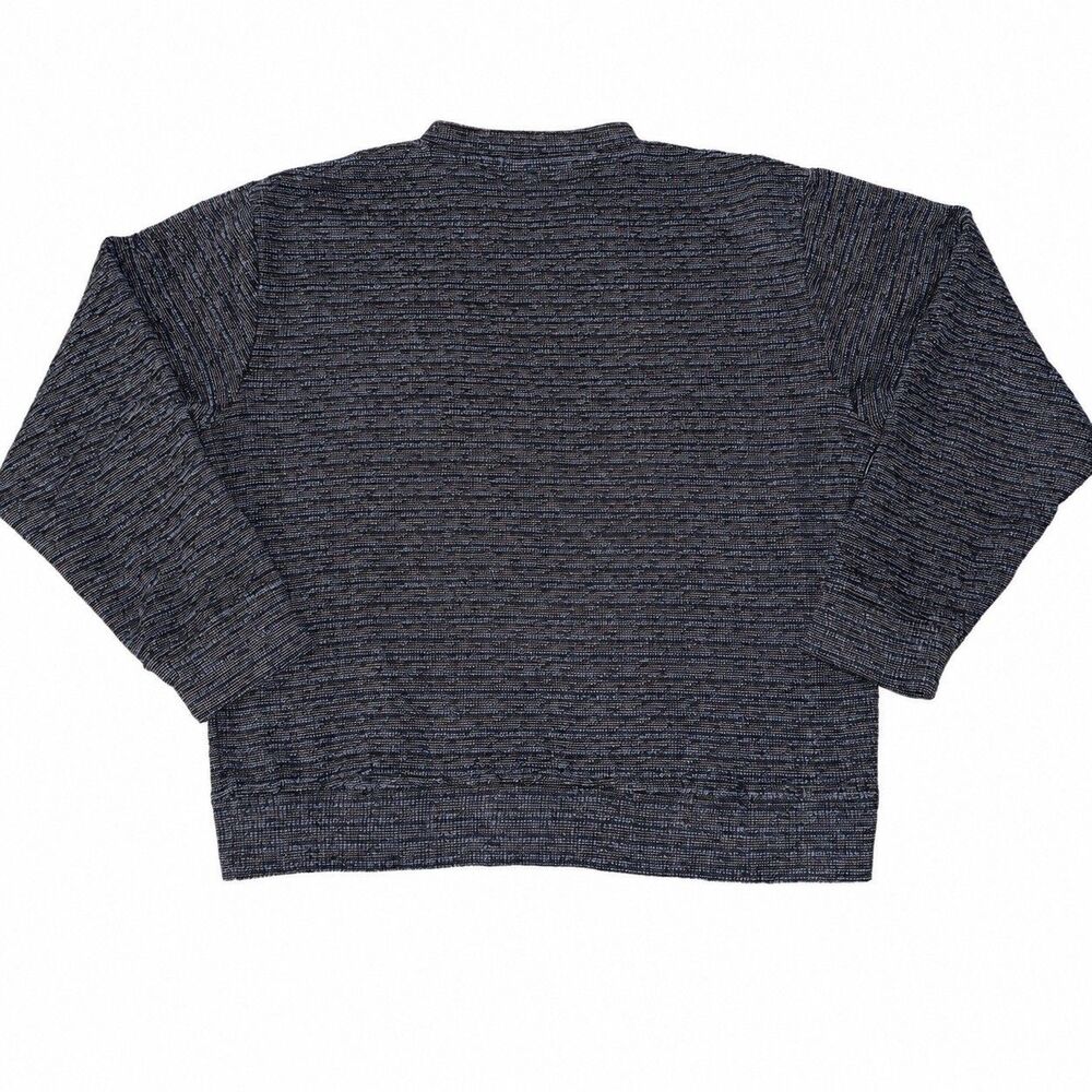 Vintage Jhane Barnes Mens M Wool Blend Textured V-Neck Sweater Blue Gray - Picture 4 of 6